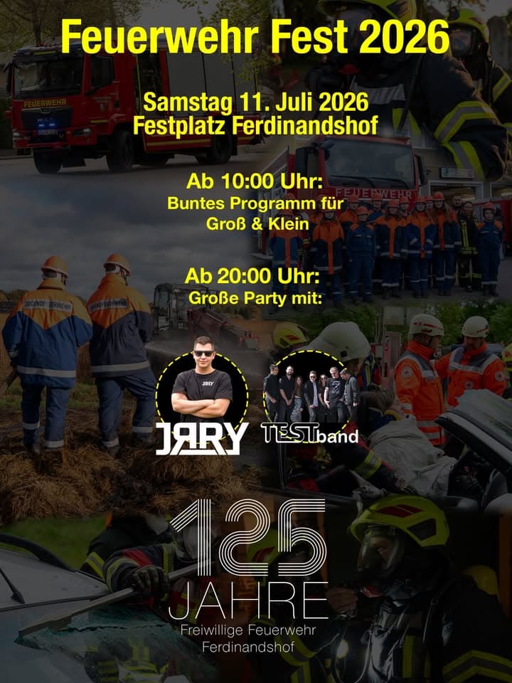 Große Blaulichtparty mit JRRY & TESTband – Feuerwehr Fest 2026!