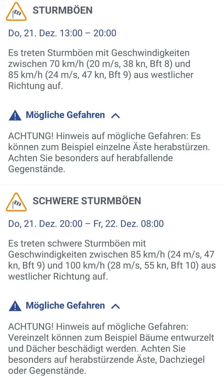 +++ Wetterwarnung +++